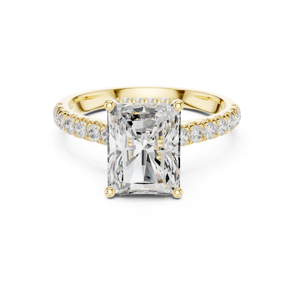 3.00 ct Solstice Pavé Engagement Ring 3ct Yellow Gold Radiant
