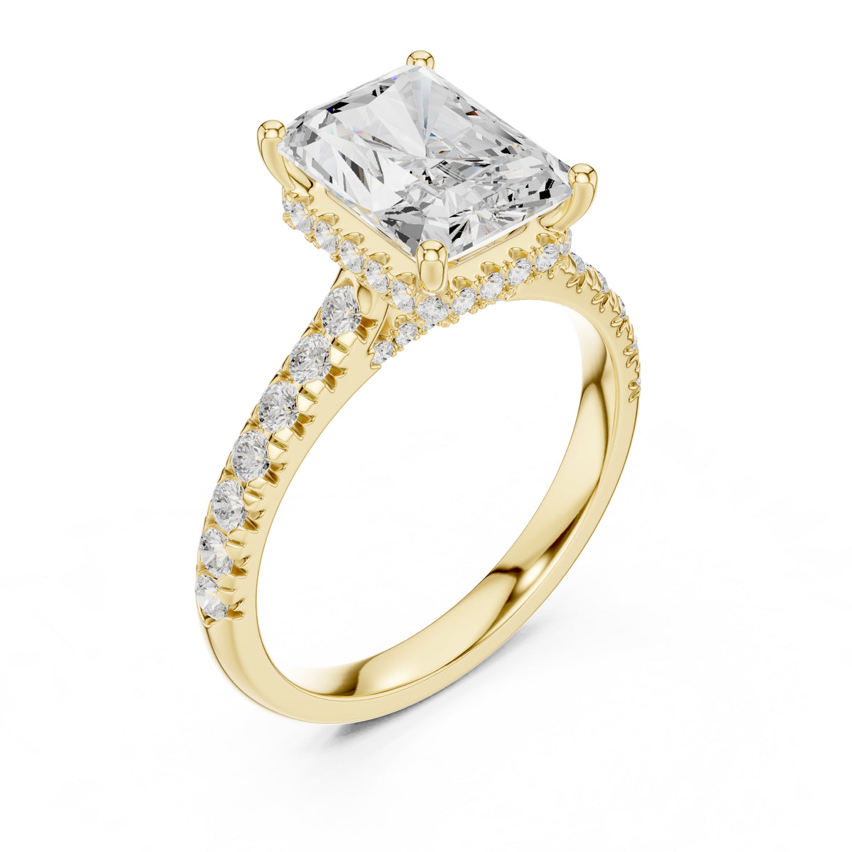 3.00 ct Solstice Pavé Engagement Ring 3ct Yellow Gold Radiant