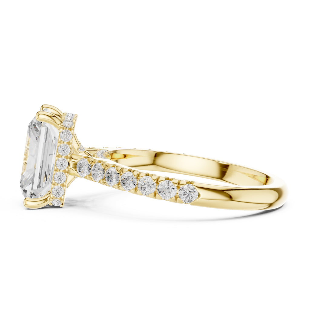3.00 ct Solstice Pavé Engagement Ring 3ct Yellow Gold Radiant
