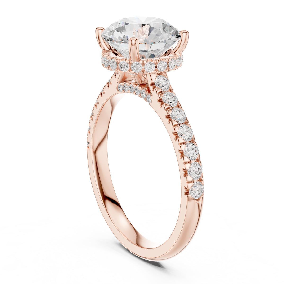 3.00 ct Solstice Pavé Engagement Ring 3ct Rose Gold Round