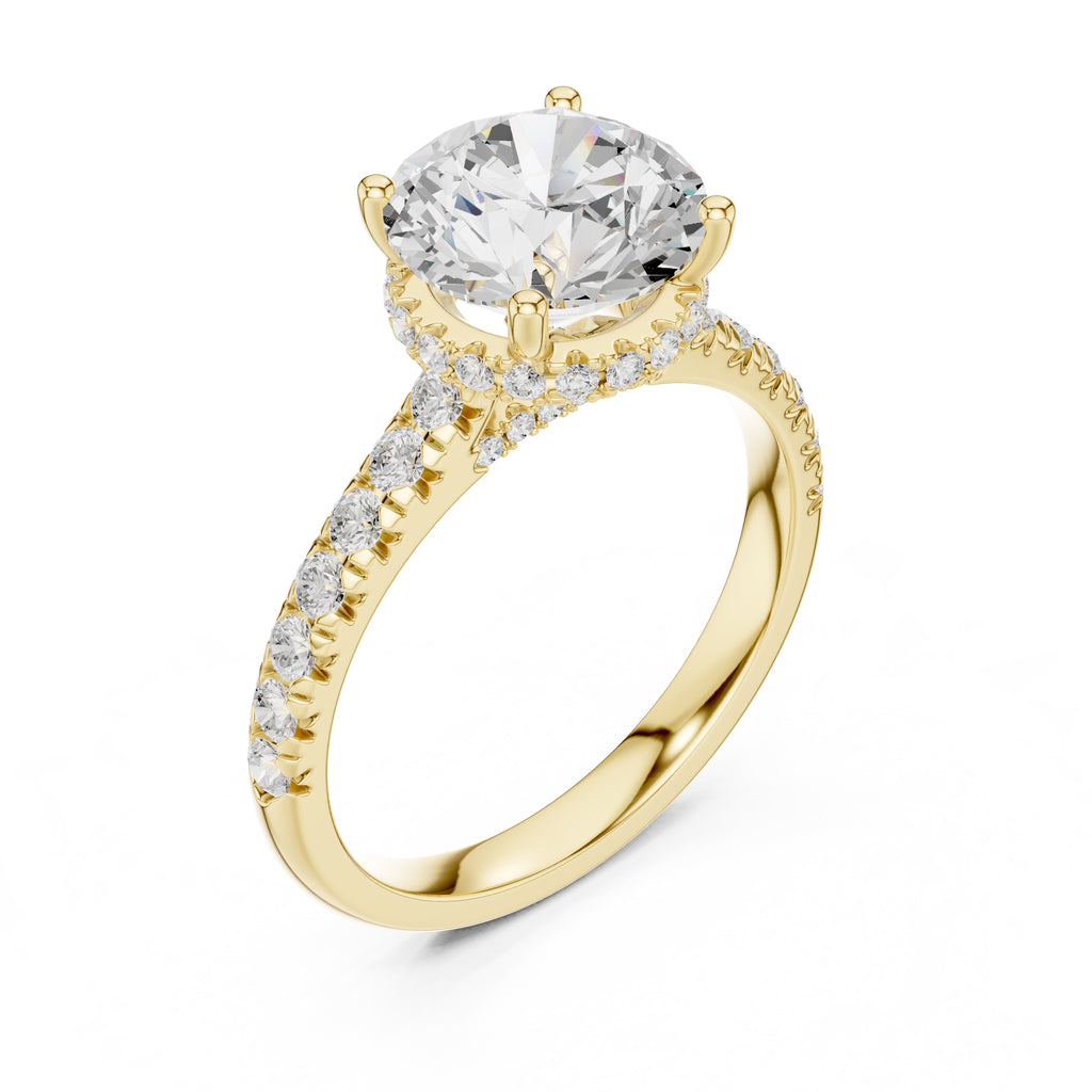 3.00 ct Solstice Pavé Engagement Ring 3ct Yellow Gold Round