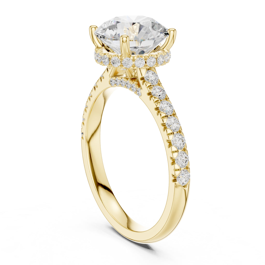 3.00 ct Solstice Pavé Engagement Ring 3ct Yellow Gold Round