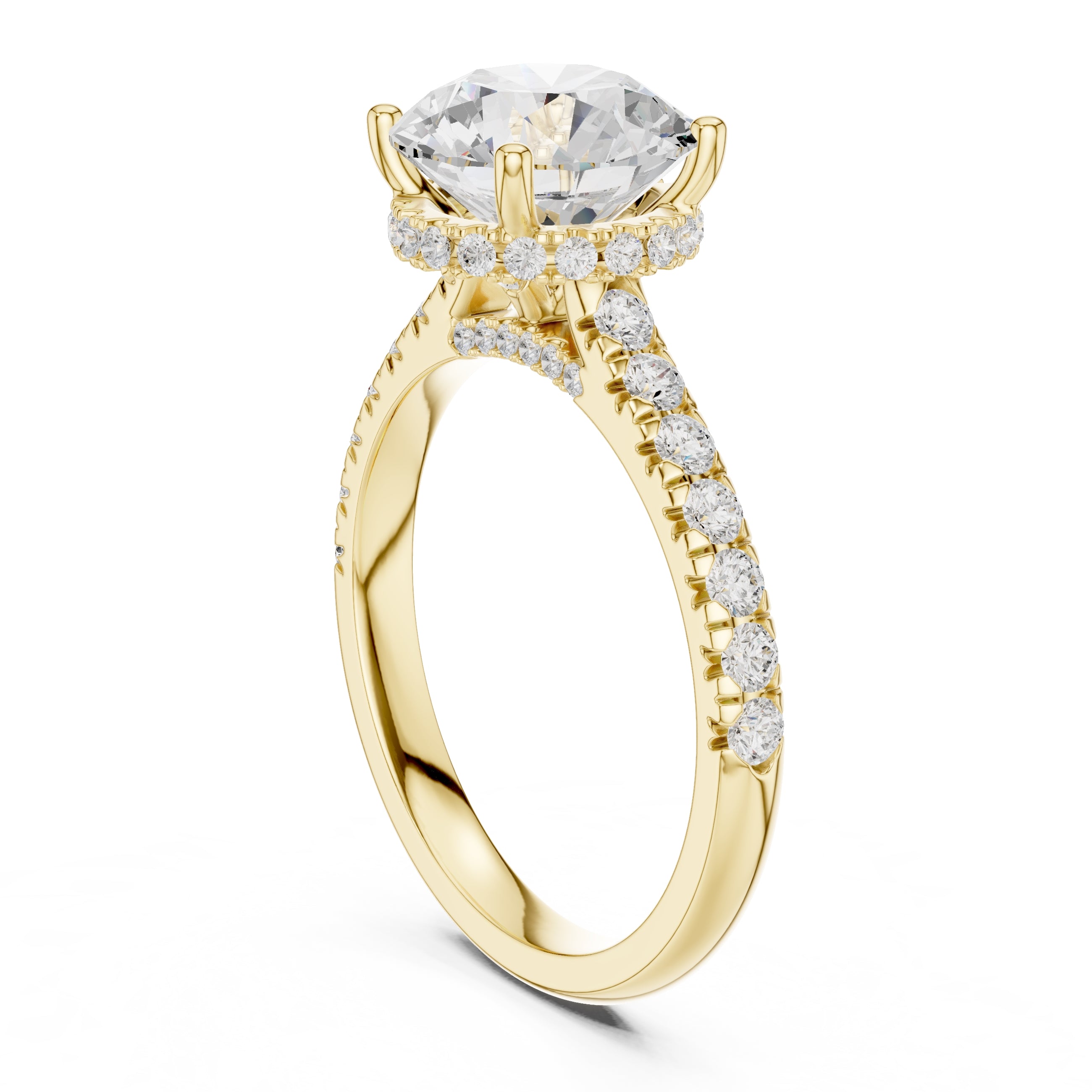 3.00 ct Solstice Pavé Engagement Ring 3ct Yellow Gold Round