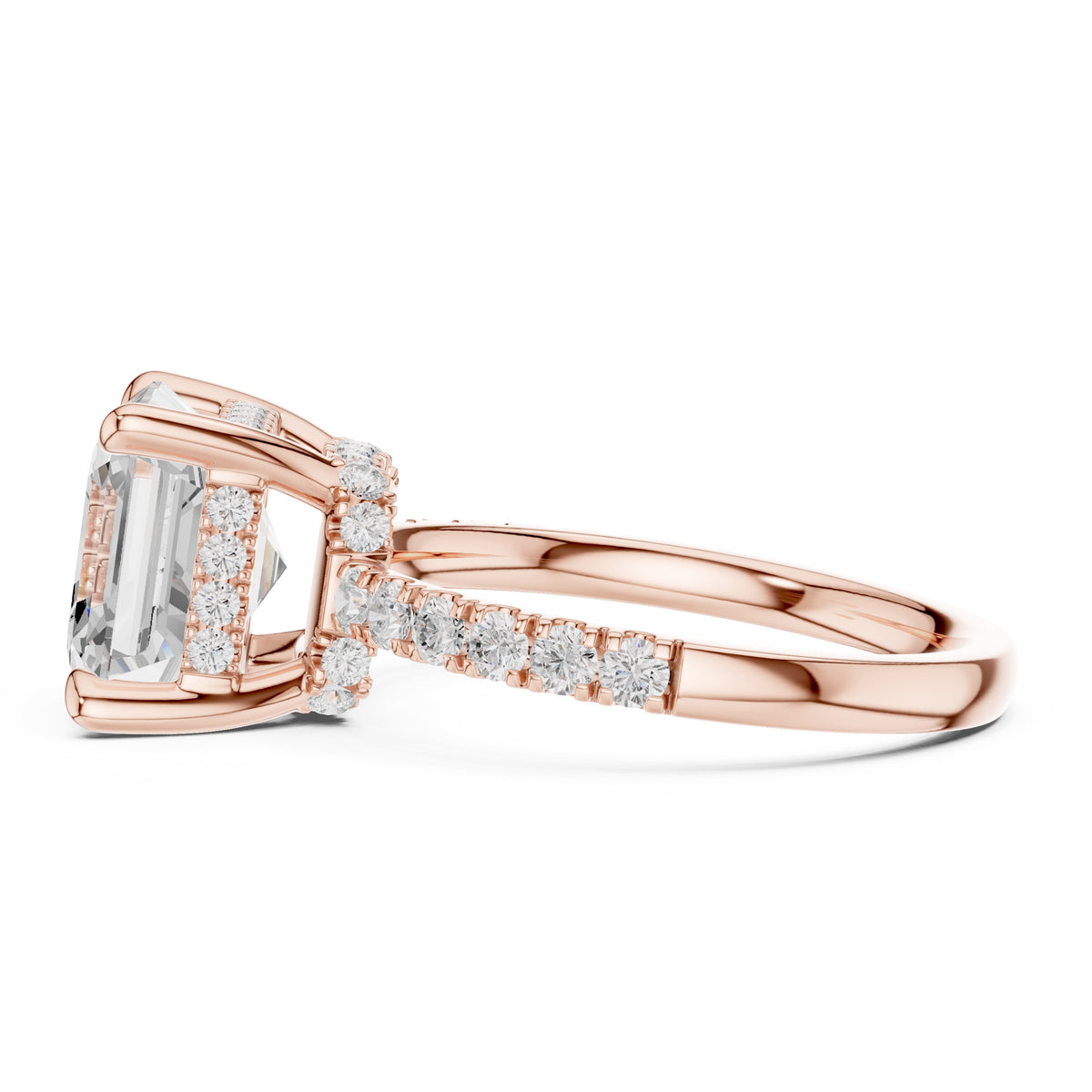 4.00 ct Zenith Pavé Engagement Ring 4ct Rose Gold Asscher