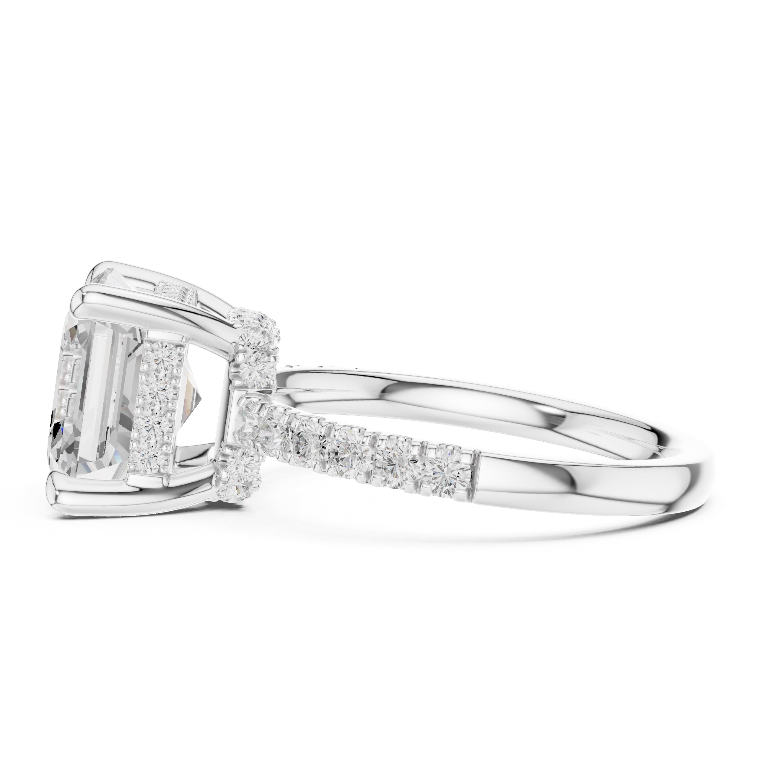 4.00 ct Zenith Pavé Engagement Ring 4ct White Gold Asscher