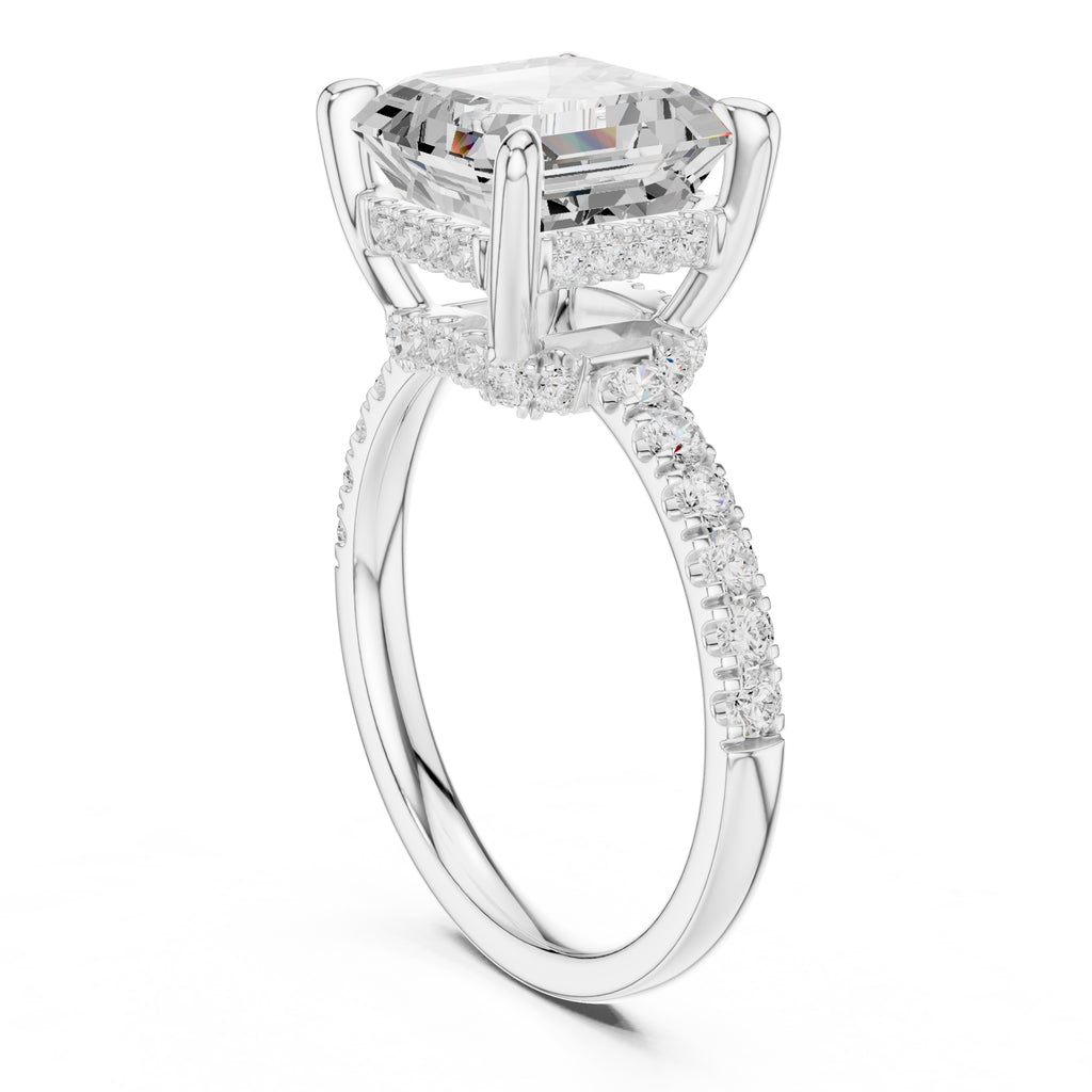 4.00 ct Zenith Pavé Engagement Ring 4ct White Gold Asscher