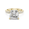 4.00 ct Zenith Pavé Engagement Ring 4ct Yellow Gold Asscher