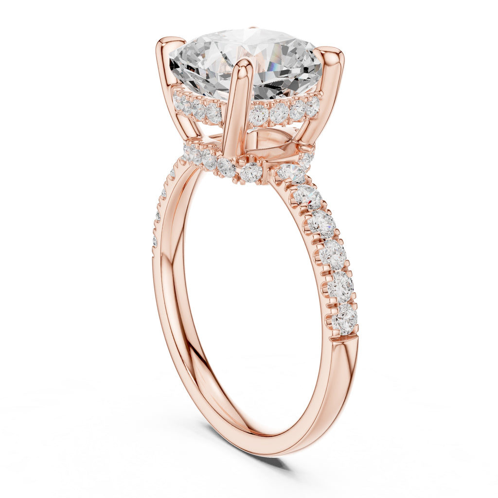 4.00 ct Zenith Pavé Engagement Ring 4ct Rose Gold Cushion