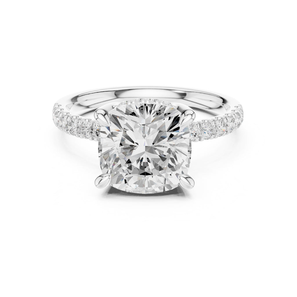4.00 ct Zenith Pavé Engagement Ring 4ct White Gold Cushion