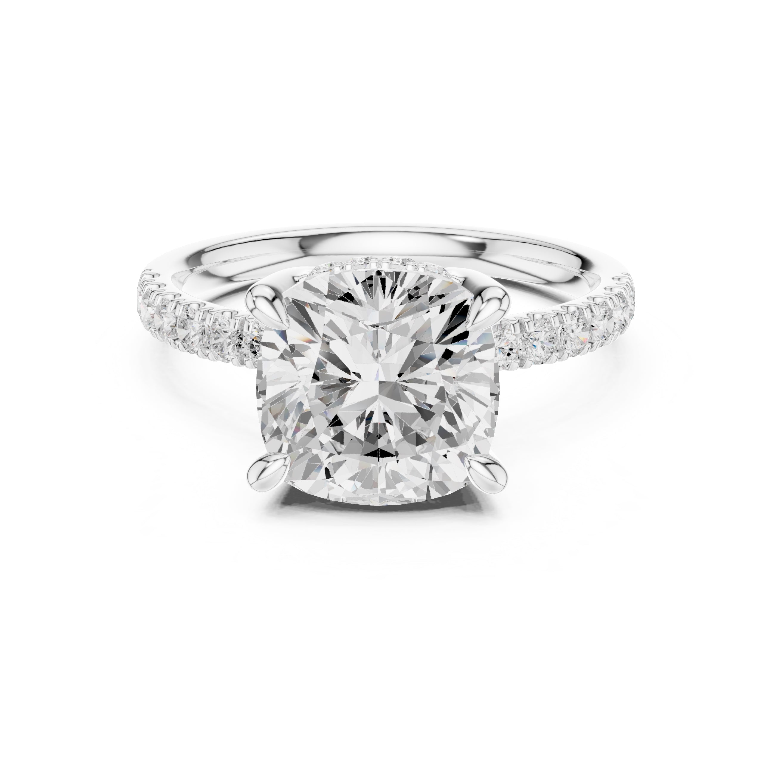 4.00 ct Zenith Pavé Engagement Ring 4ct White Gold Cushion
