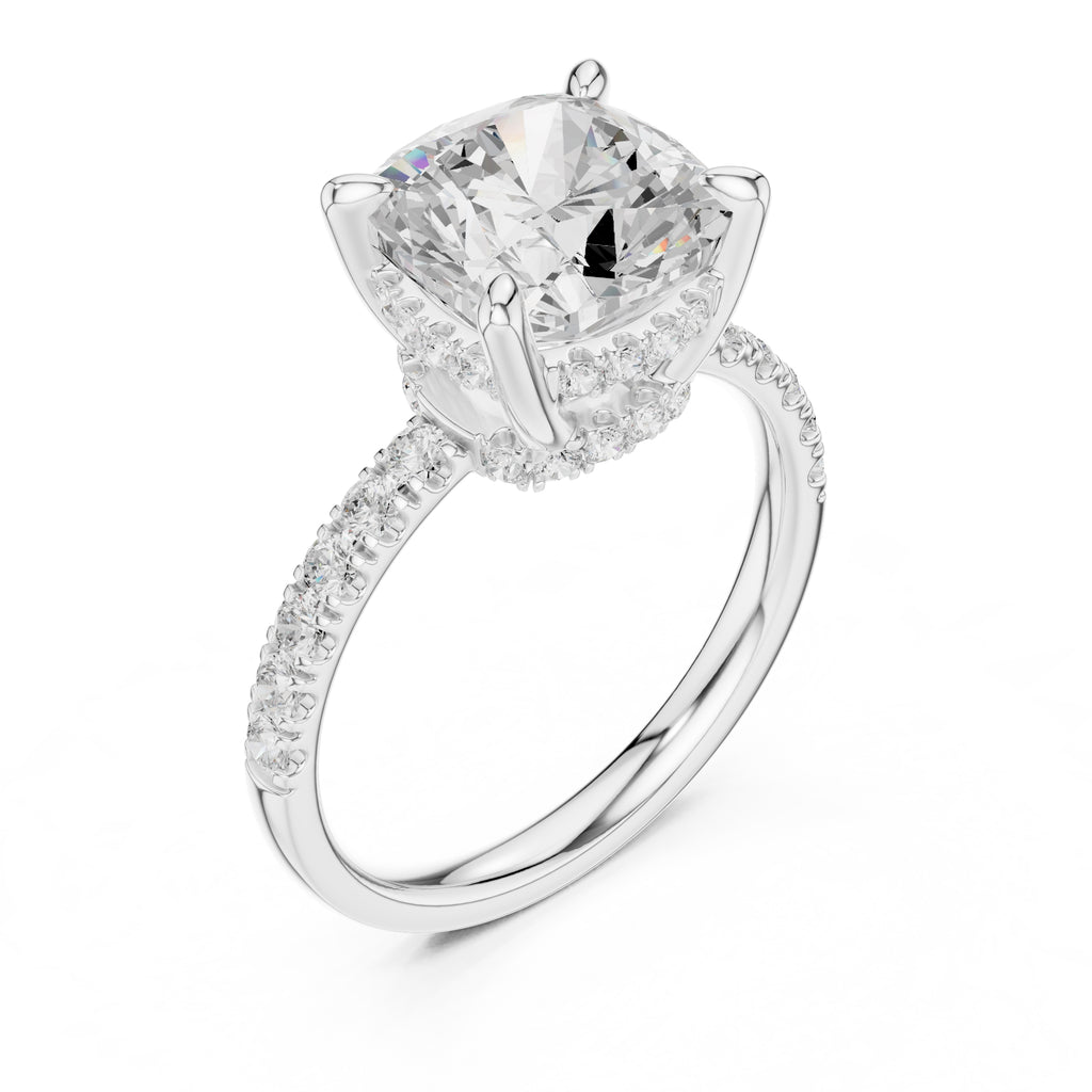 4.00 ct Zenith Pavé Engagement Ring 4ct White Gold Cushion