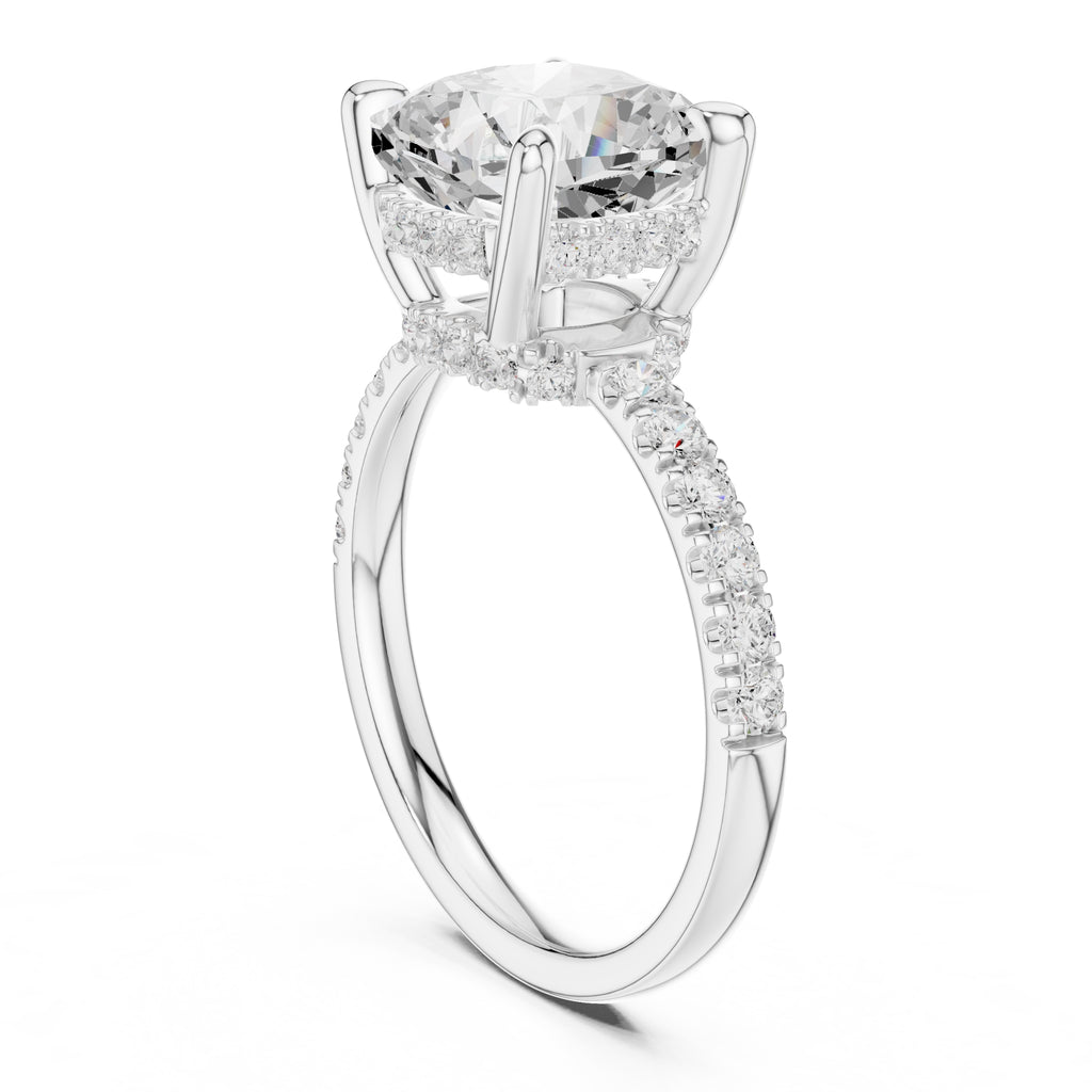 4.00 ct Zenith Pavé Engagement Ring 4ct White Gold Cushion