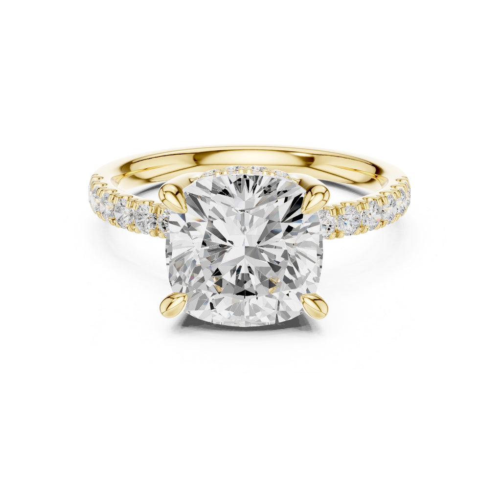 4.00 ct Zenith Pavé Engagement Ring 4ct Yellow Gold Cushion