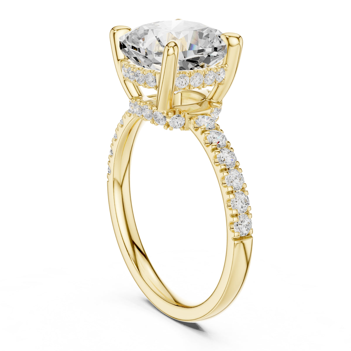 4.00 ct Zenith Pavé Engagement Ring 4ct Yellow Gold Cushion