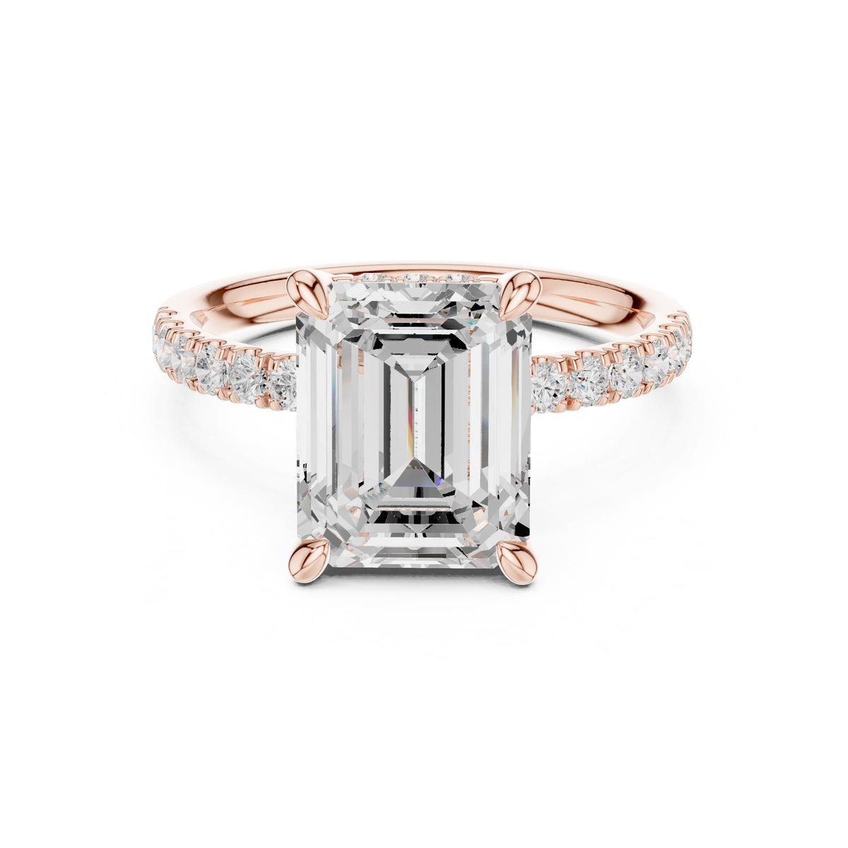4.00 ct Zenith Pavé Engagement Ring 4ct Rose Gold Emerald