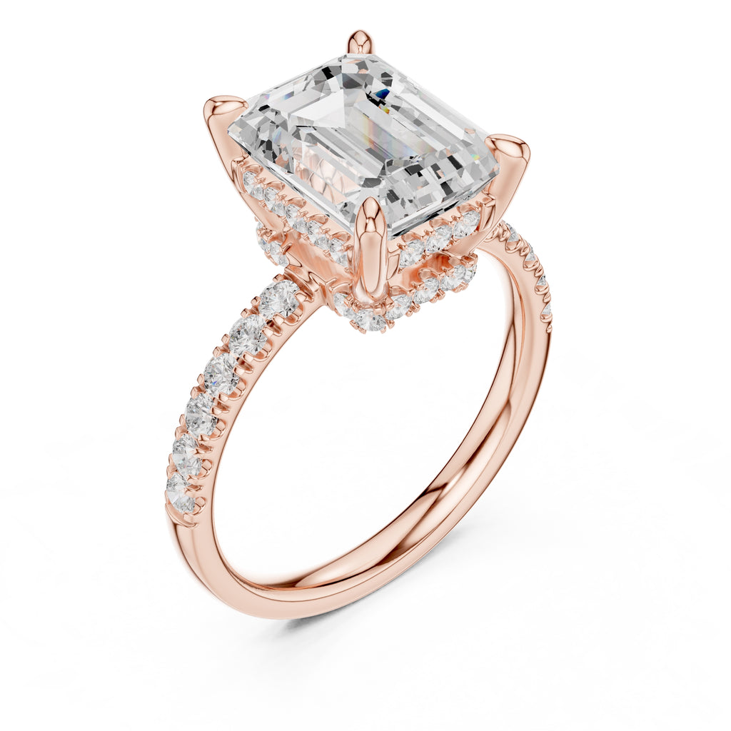 4.00 ct Zenith Pavé Engagement Ring 4ct Rose Gold Emerald
