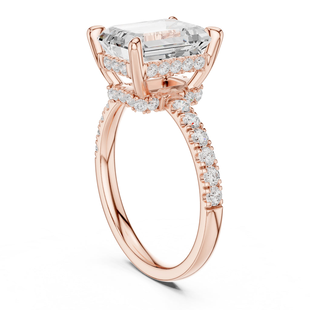 4.00 ct Zenith Pavé Engagement Ring 4ct Rose Gold Emerald