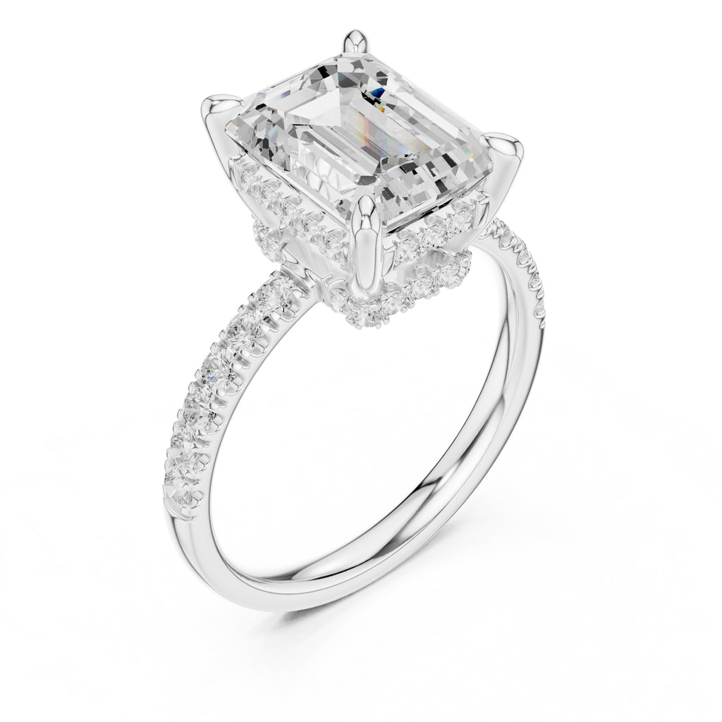 4.00 ct Zenith Pavé Engagement Ring 4ct White Gold Emerald