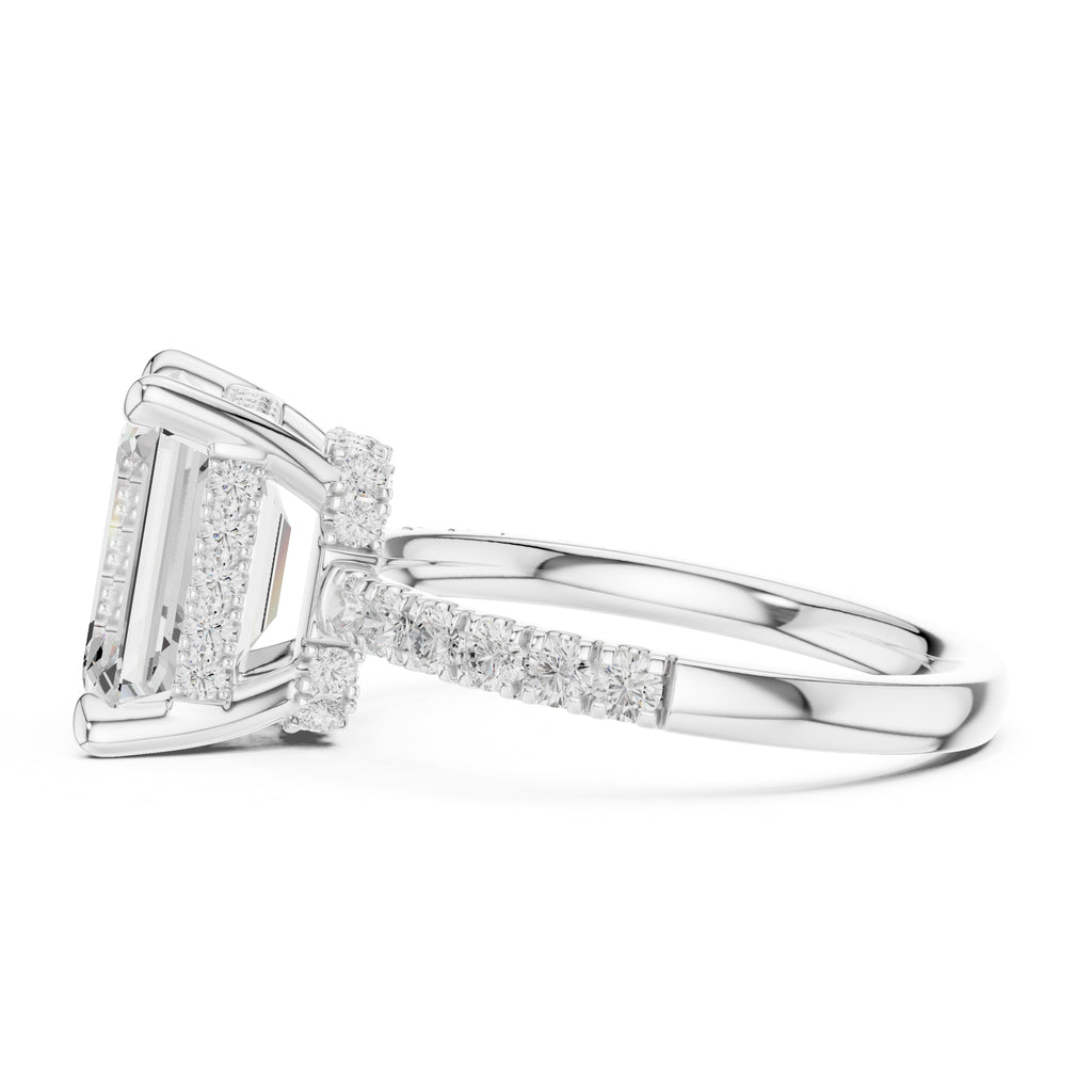4.00 ct Zenith Pavé Engagement Ring 4ct White Gold Emerald