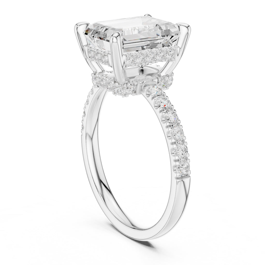 4.00 ct Zenith Pavé Engagement Ring 4ct White Gold Emerald