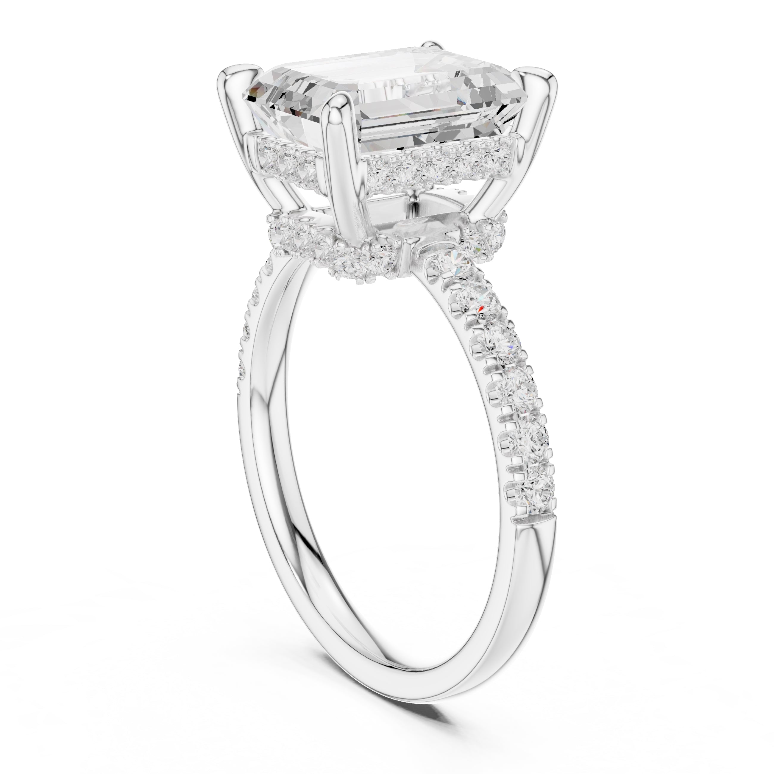 4.00 ct Zenith Pavé Engagement Ring 4ct White Gold Emerald