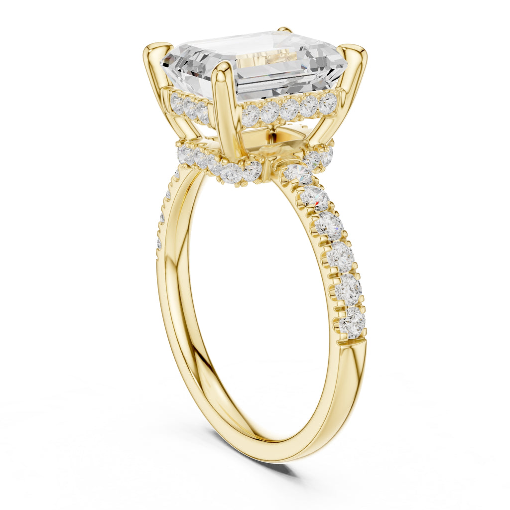 4.00 ct Zenith Pavé Engagement Ring 4ct Yellow Gold Emerald