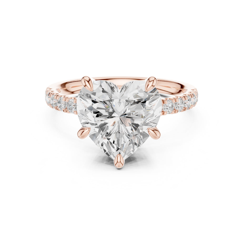 4.00 ct Zenith Pavé Engagement Ring 4ct Rose Gold Heart