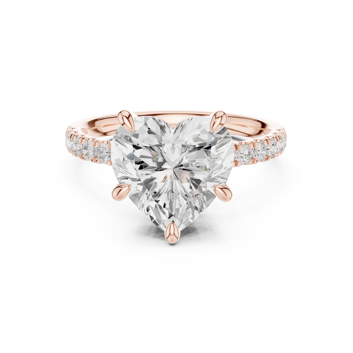 4.00 ct Zenith Pavé Engagement Ring 4ct Rose Gold Heart