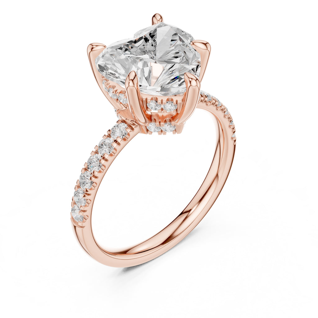 4.00 ct Zenith Pavé Engagement Ring 4ct Rose Gold Heart