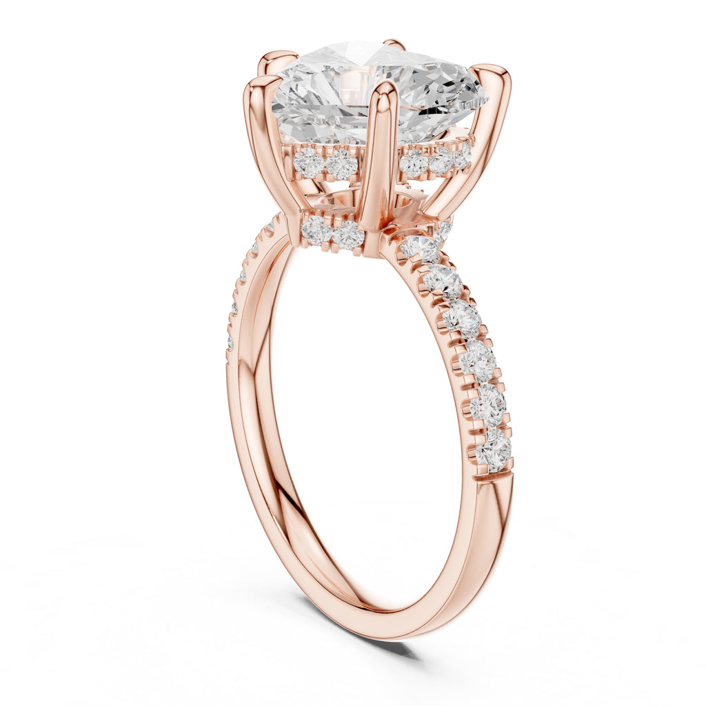 4.00 ct Zenith Pavé Engagement Ring 4ct Rose Gold Heart