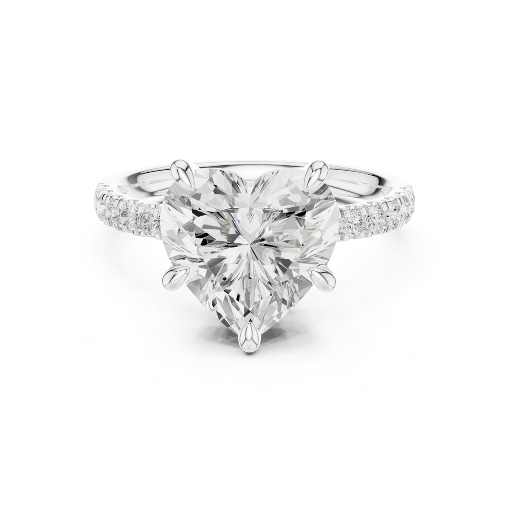 4.00 ct Zenith Pavé Engagement Ring 4ct White Gold Heart
