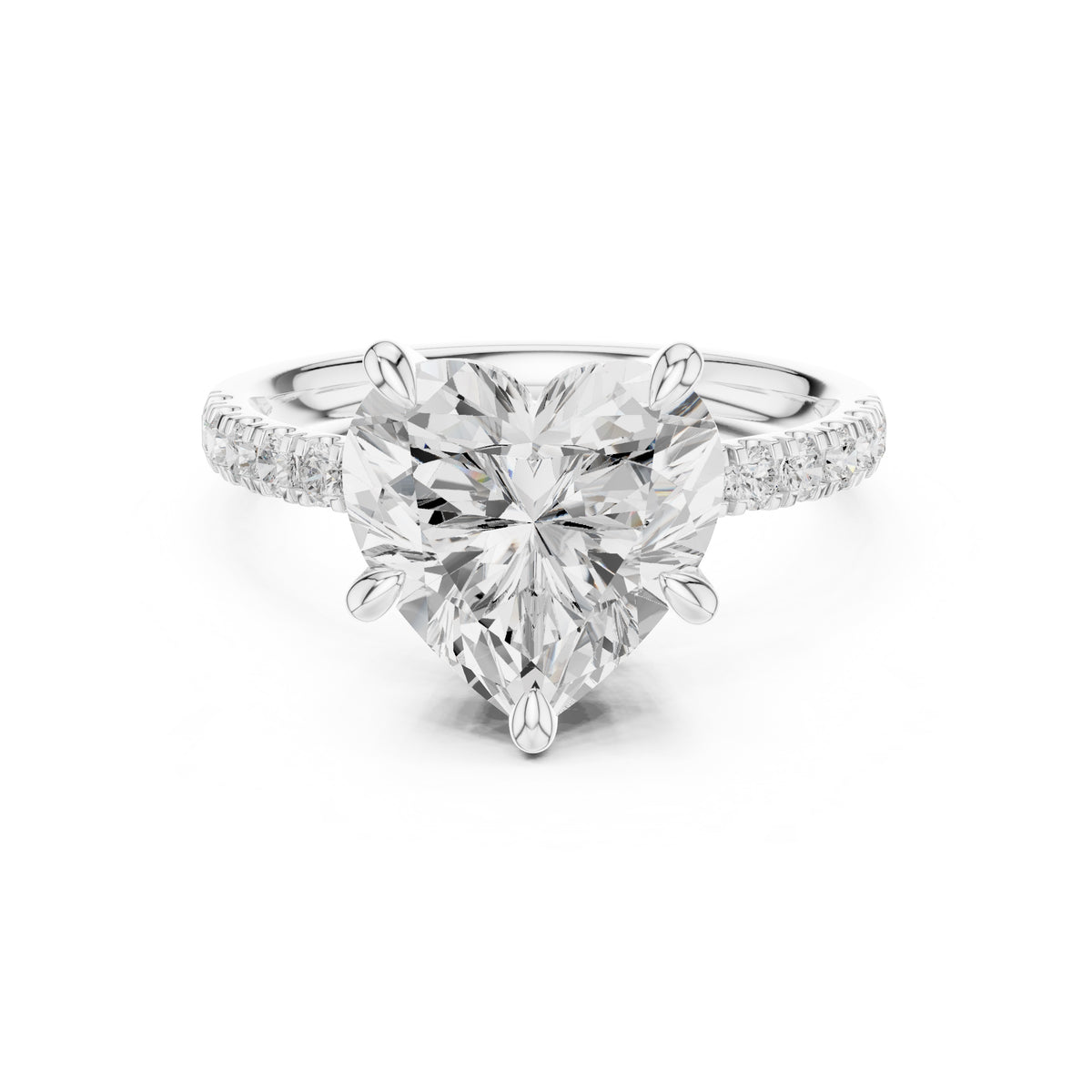 4.00 ct Zenith Pavé Engagement Ring 4ct White Gold Heart