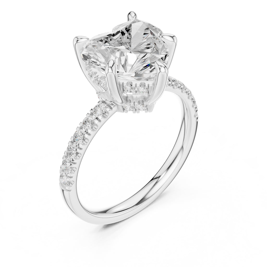 4.00 ct Zenith Pavé Engagement Ring 4ct White Gold Heart