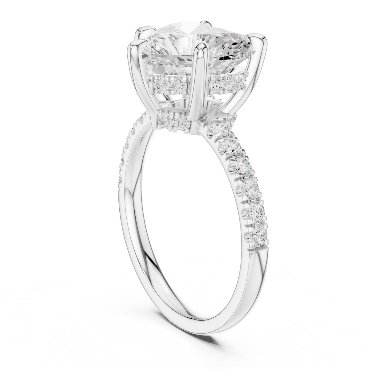 4.00 ct Zenith Pavé Engagement Ring 4ct White Gold Heart