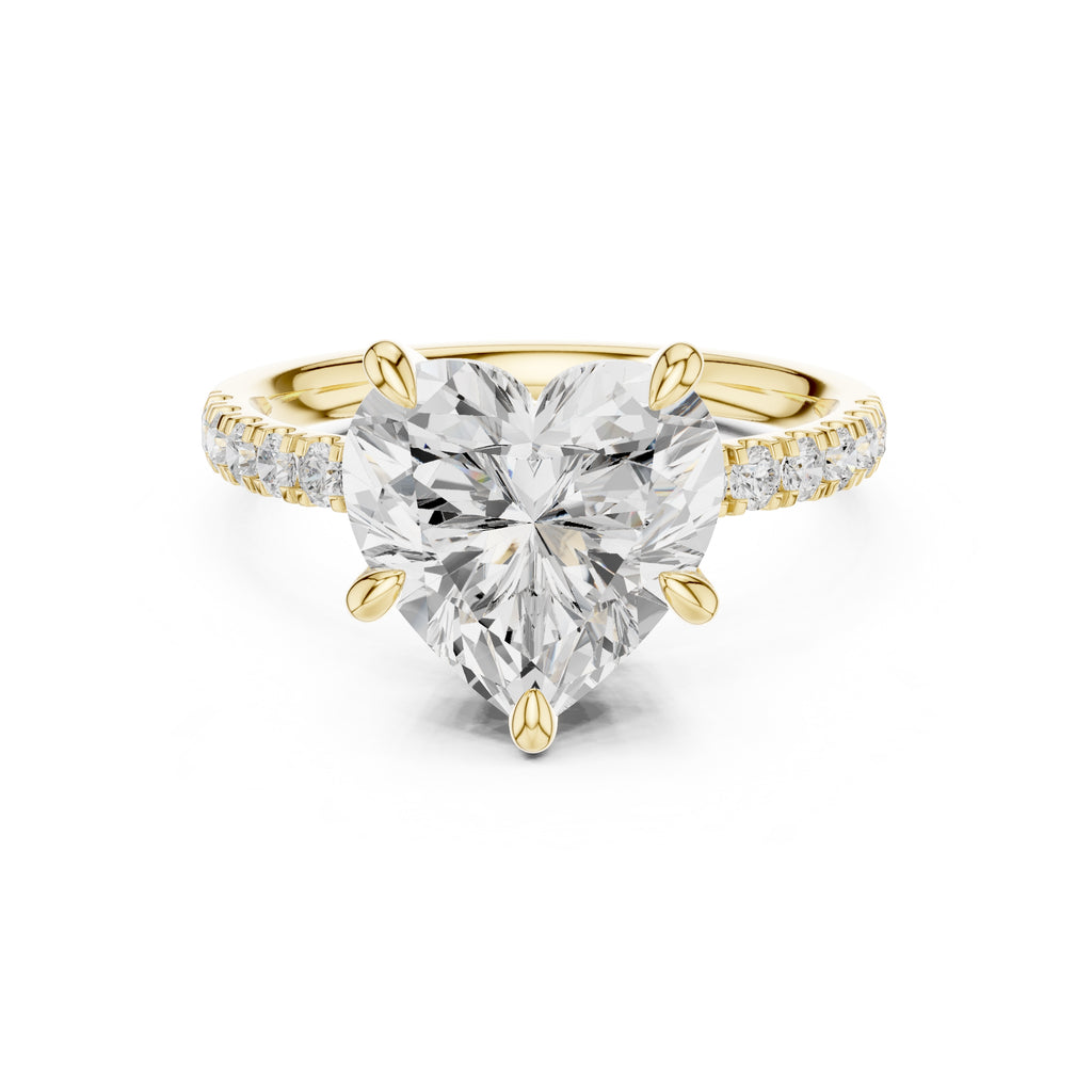 4.00 ct Zenith Pavé Engagement Ring 4ct Yellow Gold Heart