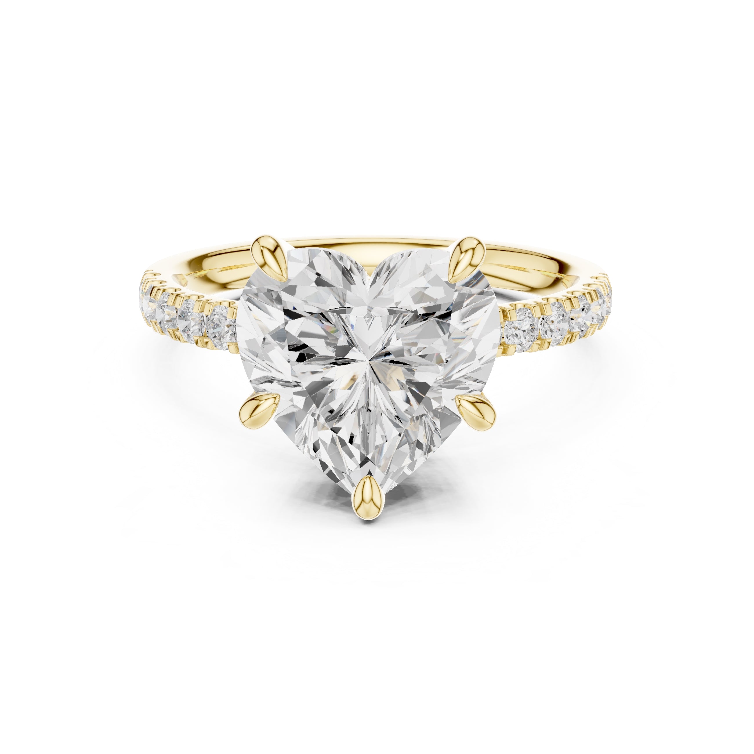 4.00 ct Zenith Pavé Engagement Ring 4ct Yellow Gold Heart
