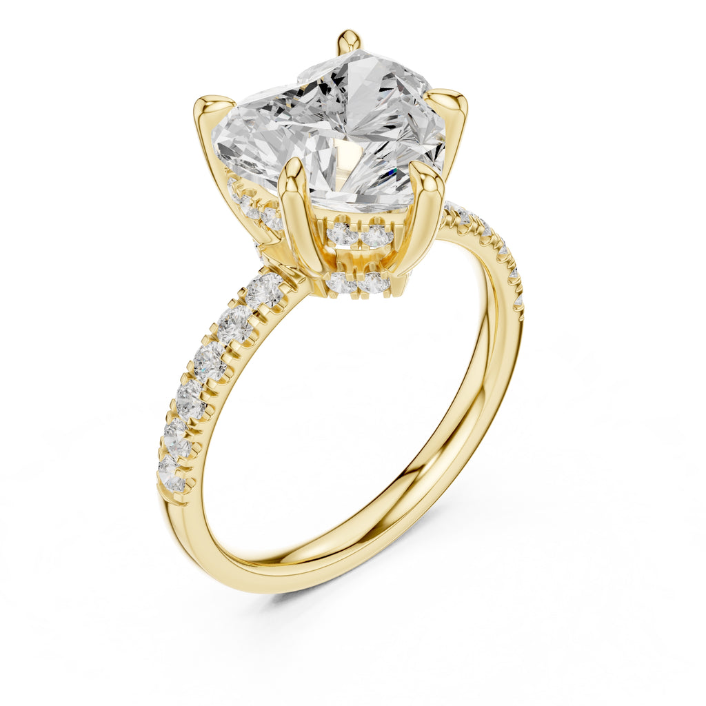 4.00 ct Zenith Pavé Engagement Ring 4ct Yellow Gold Heart