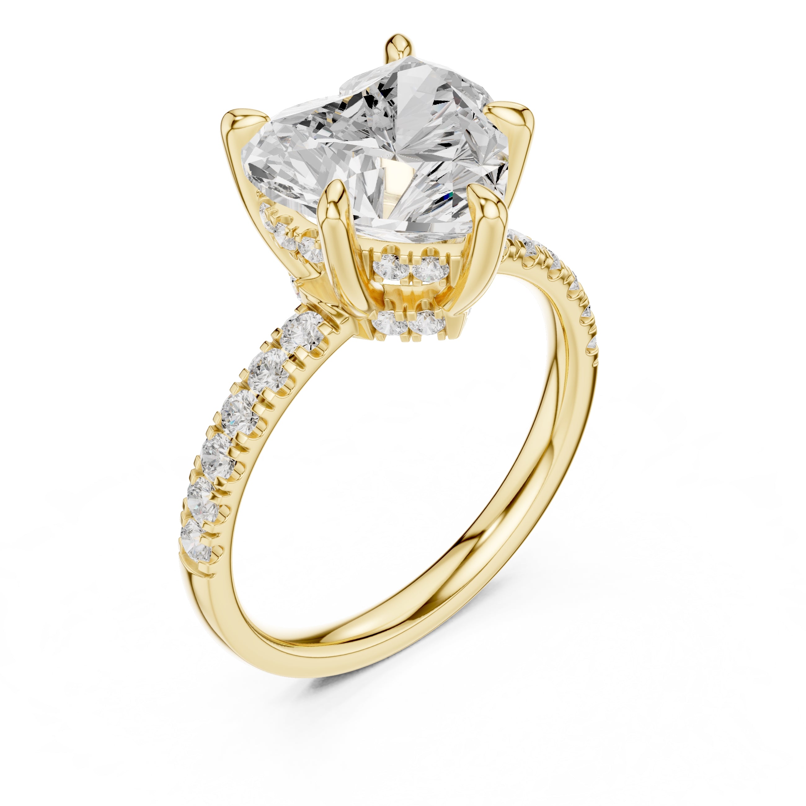 4.00 ct Zenith Pavé Engagement Ring 4ct Yellow Gold Heart