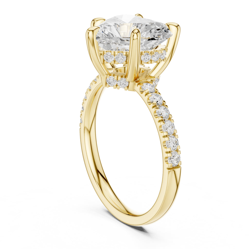 4.00 ct Zenith Pavé Engagement Ring 4ct Yellow Gold Heart