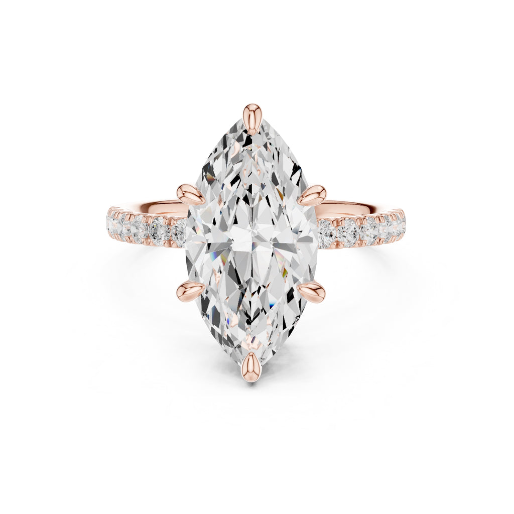 4.00 ct Zenith Pavé Engagement Ring 4ct Rose Gold Marquise