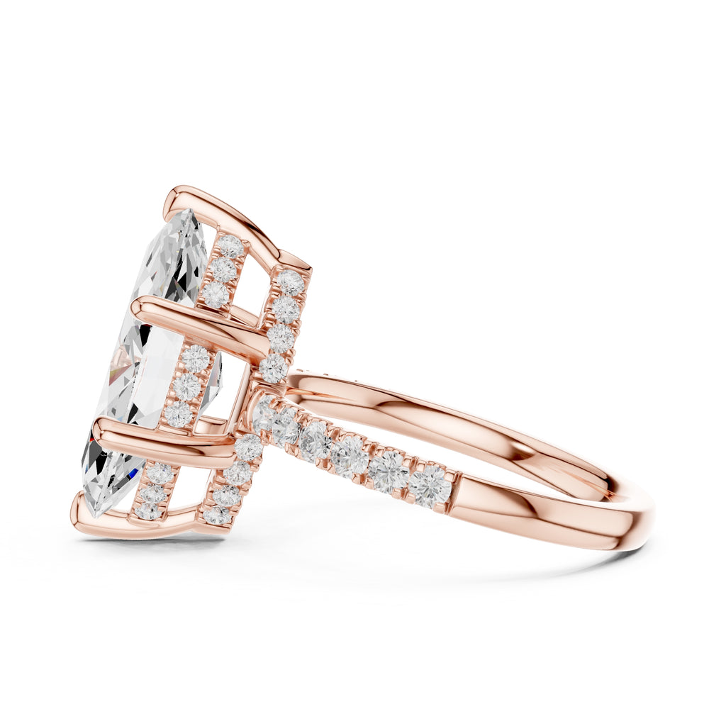 4.00 ct Zenith Pavé Engagement Ring 4ct Rose Gold Marquise