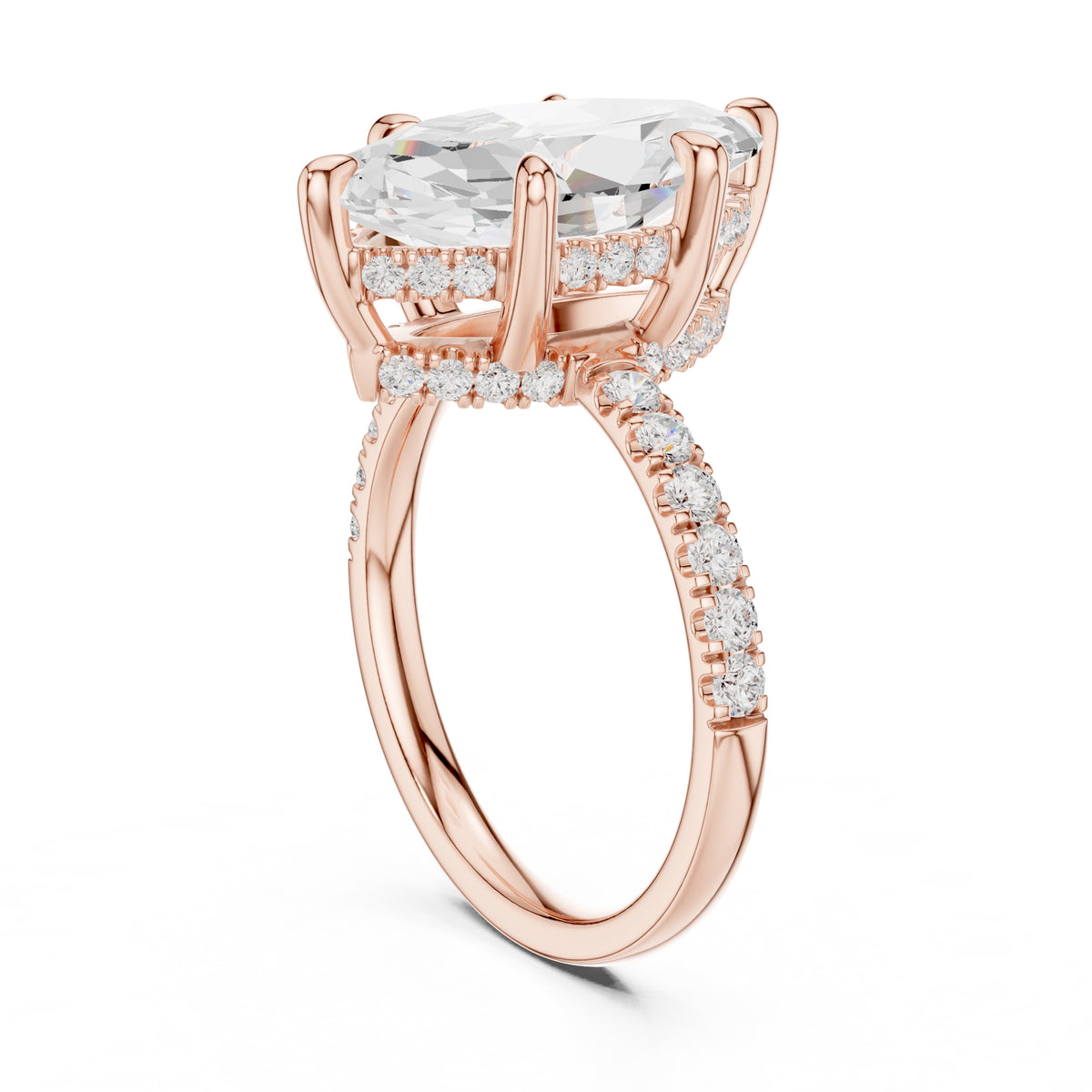 4.00 ct Zenith Pavé Engagement Ring 4ct Rose Gold Marquise
