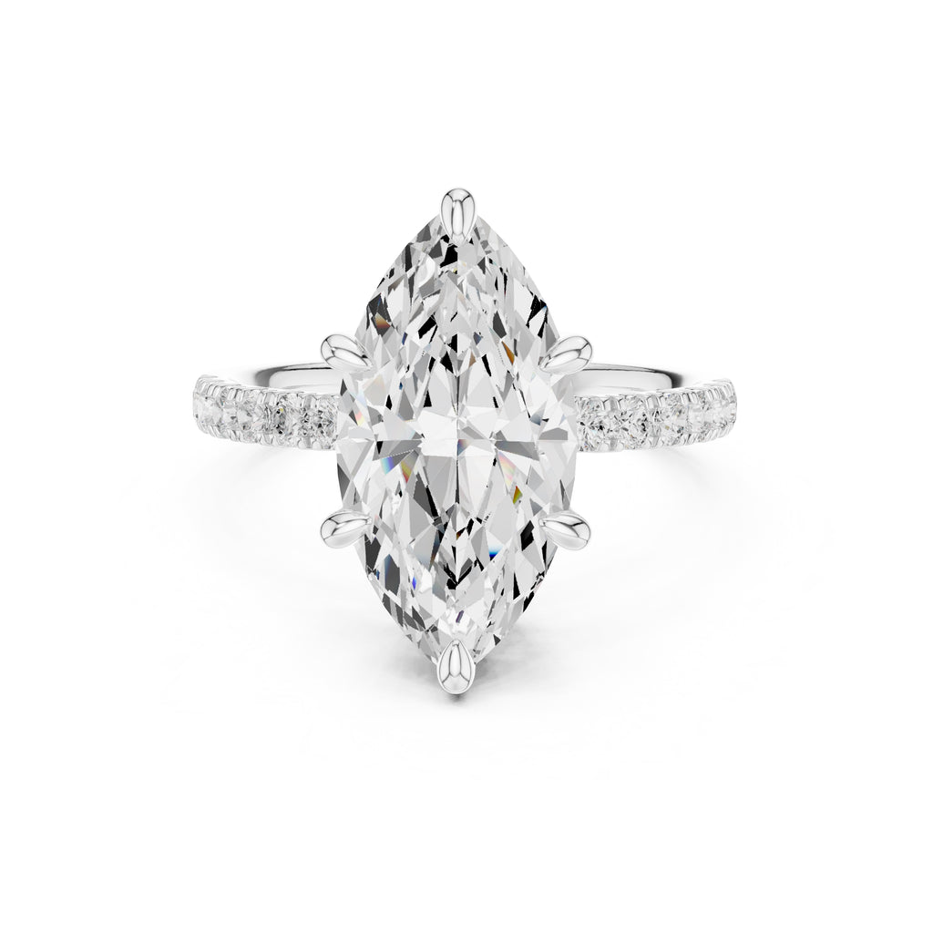 4.00 ct Zenith Pavé Engagement Ring 4ct White Gold Marquise