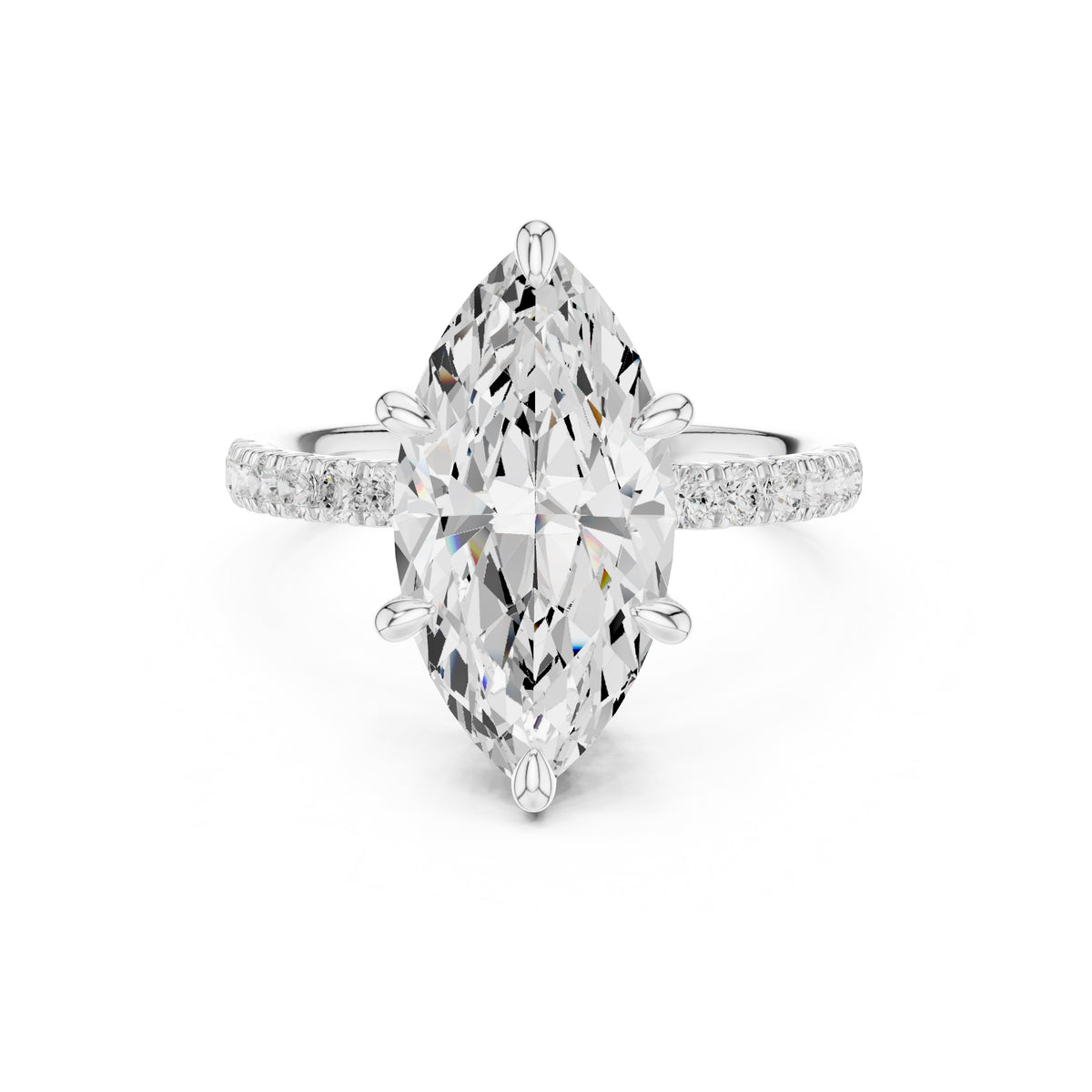 4.00 ct Zenith Pavé Engagement Ring 4ct White Gold Marquise