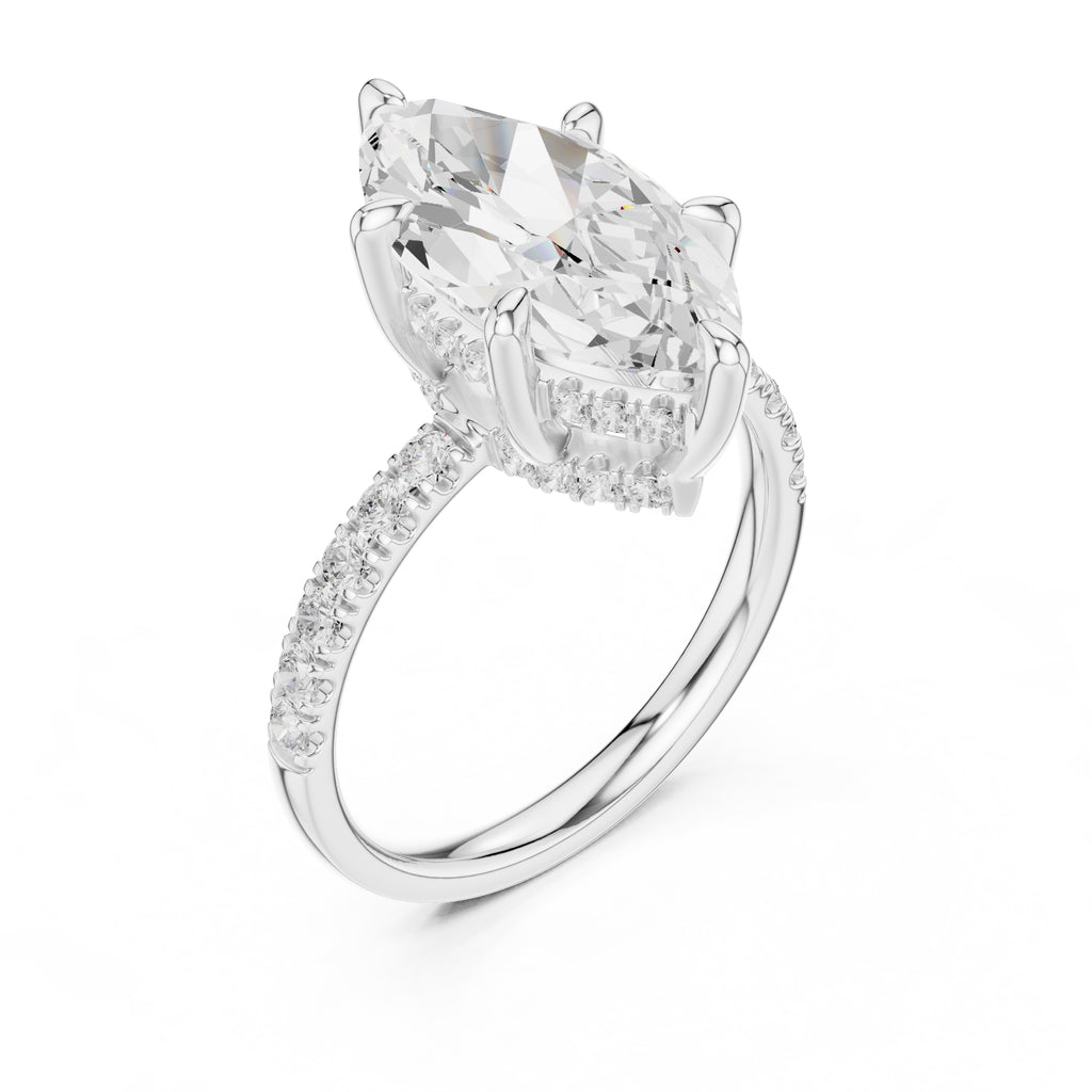 4.00 ct Zenith Pavé Engagement Ring 4ct White Gold Marquise