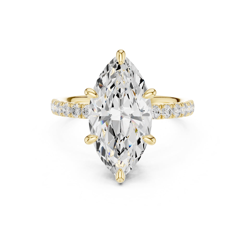 4.00 ct Zenith Pavé Engagement Ring 4ct Yellow Gold Marquise
