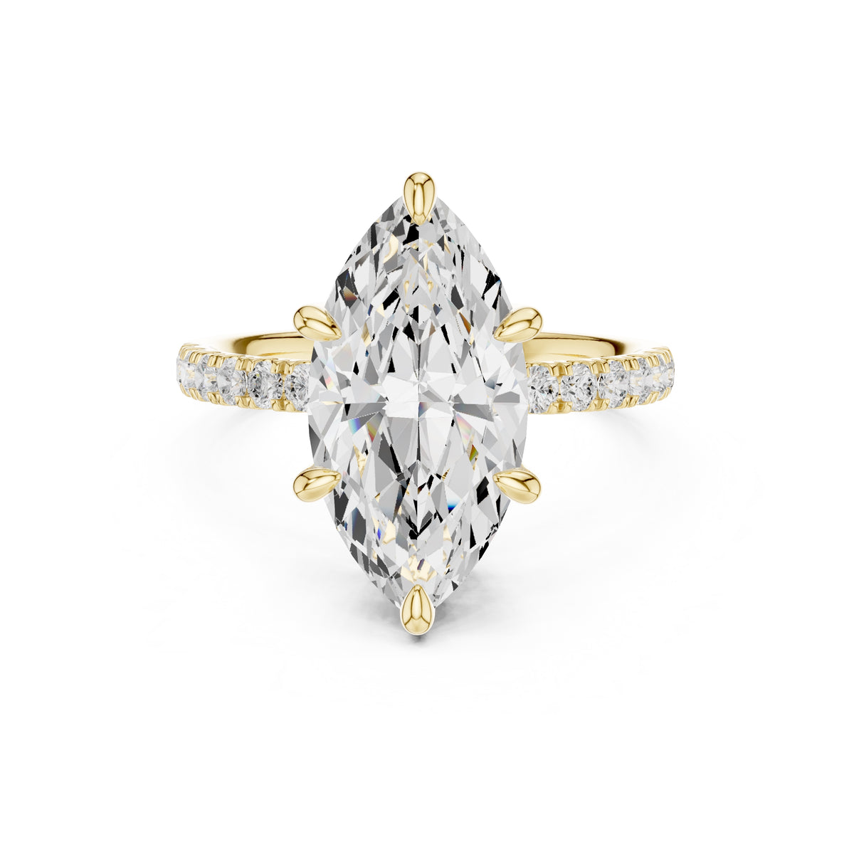 4.00 ct Zenith Pavé Engagement Ring 4ct Yellow Gold Marquise