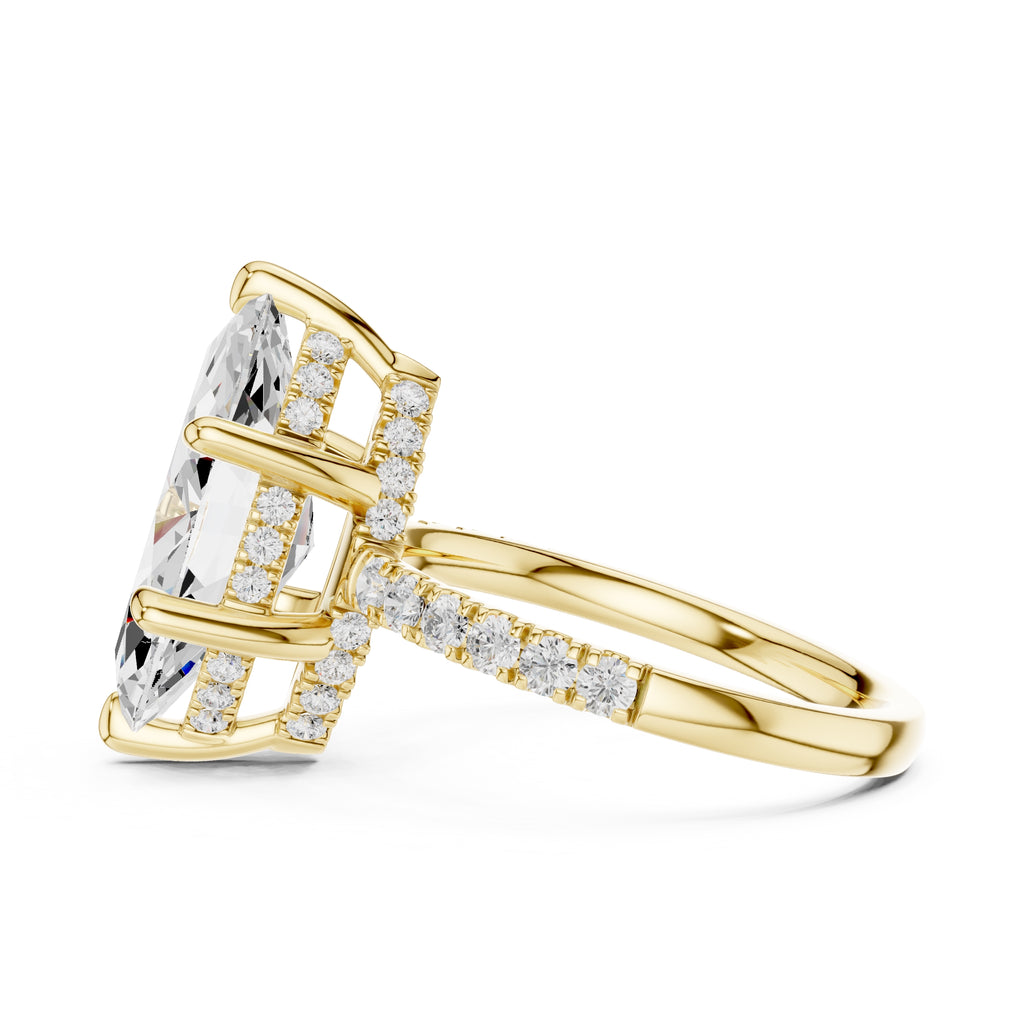 4.00 ct Zenith Pavé Engagement Ring 4ct Yellow Gold Marquise