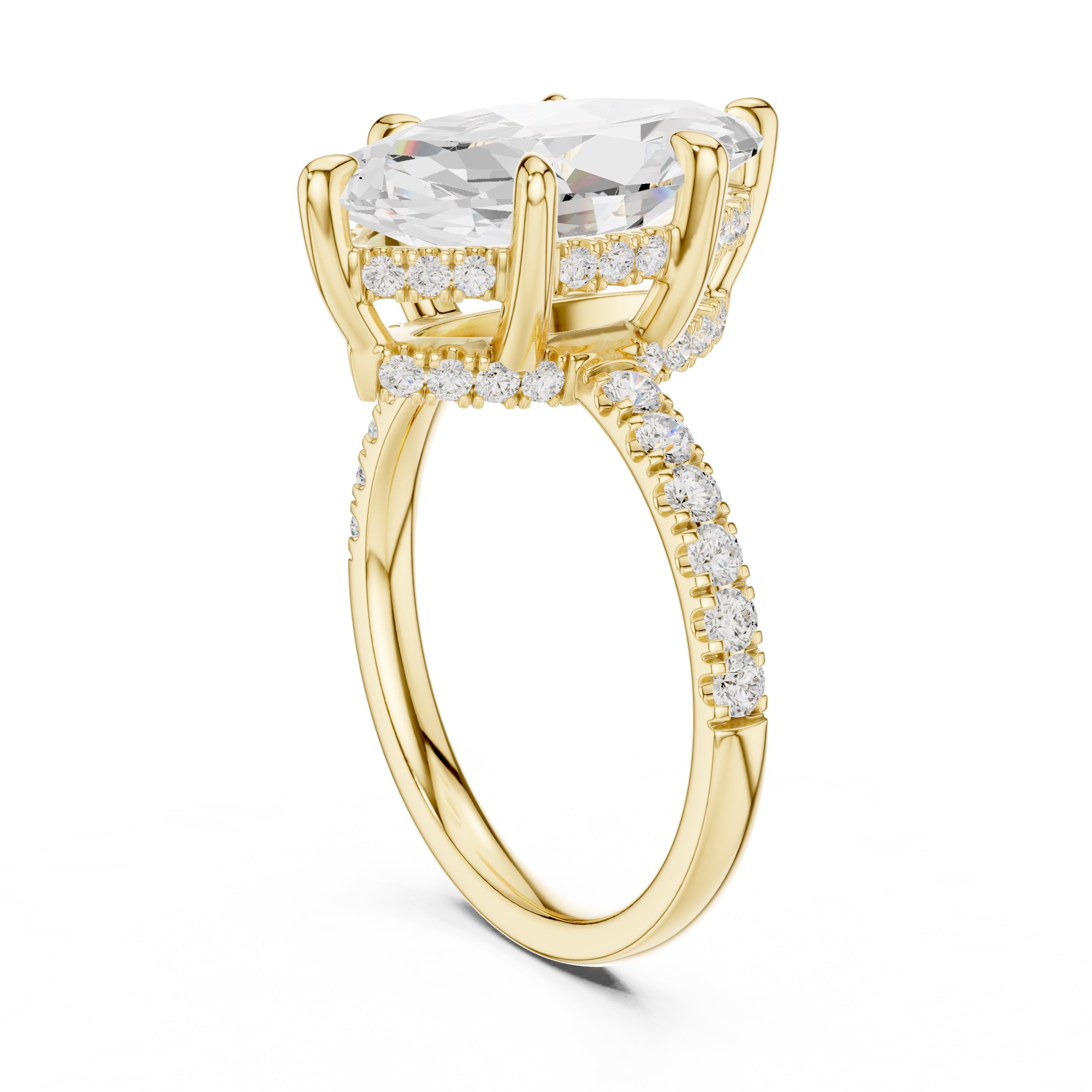 4.00 ct Zenith Pavé Engagement Ring 4ct Yellow Gold Marquise