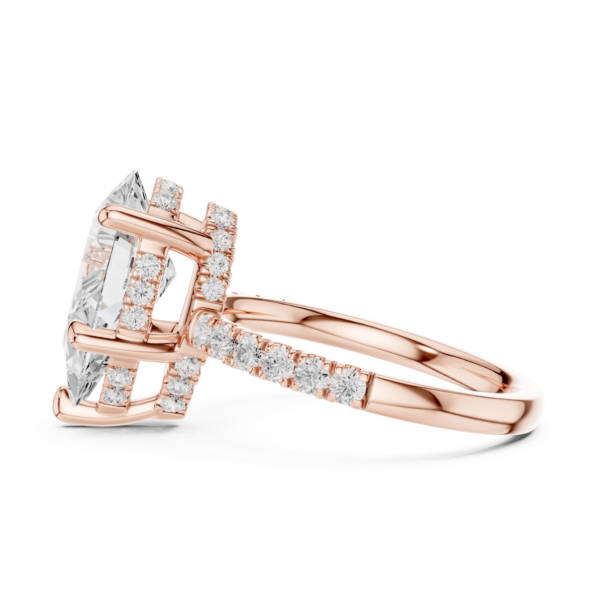 4.00 ct Zenith Pavé Engagement Ring 4ct Rose Gold Pear